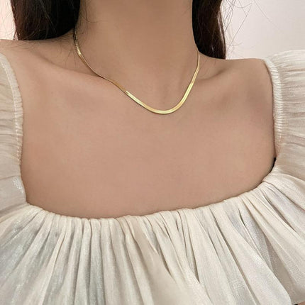 Titanium Steel Flat Snake Bone Necklace Chain Choker For Men Women Jewelry Gifts - Aimall