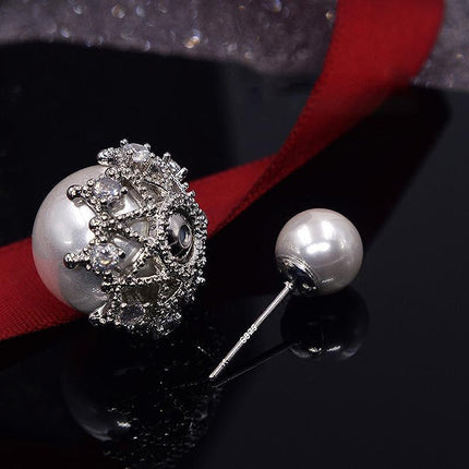 New Women Ladies Crystal Rhinestone Pearl Ear Studs Earrings Charm Jewelry Gift - Aimall