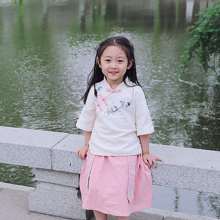 Chinese Hanfu Dress Set Girls Traditional Tang Suit Summer Outfit Cultural