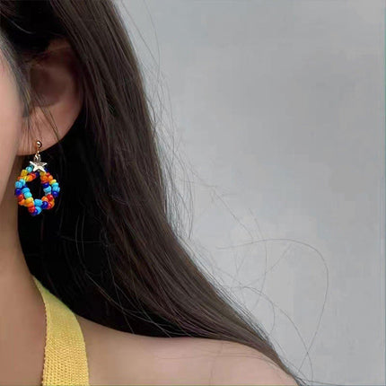 Chinese Style Colourful Beaded Earrings Fashion Accessories for Women Girls