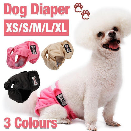 Female Dog Puppy Nappy Diapers Wrap Band Sanitary Pants Underpants XS-XL OZ Black - Aimall