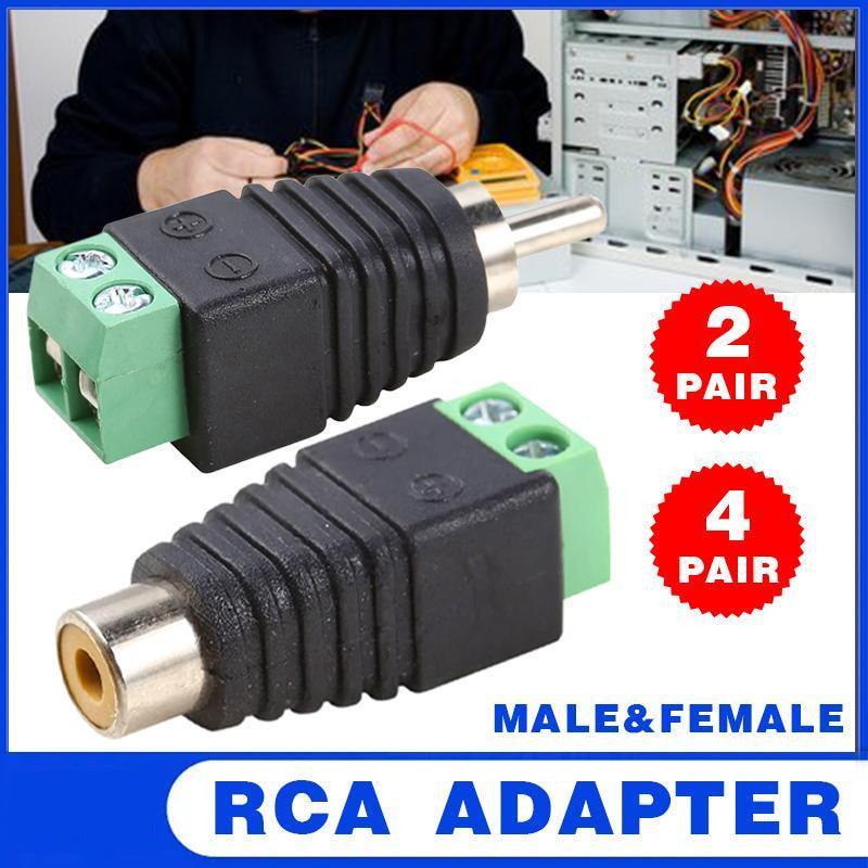 2/4 Pair Speaker Wire cable to female & male RCA Adapter Connector Jack Plug LED - Aimall