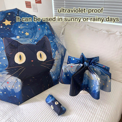 Cartoon Cat Folding Umbrella UV Protection Portable Sun Rain Dual-use Sunshade