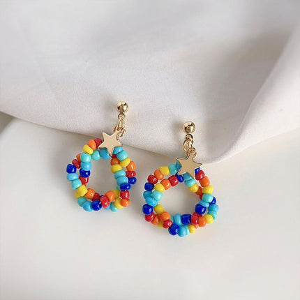 Chinese Style Colourful Beaded Earrings Fashion Accessories for Women Girls