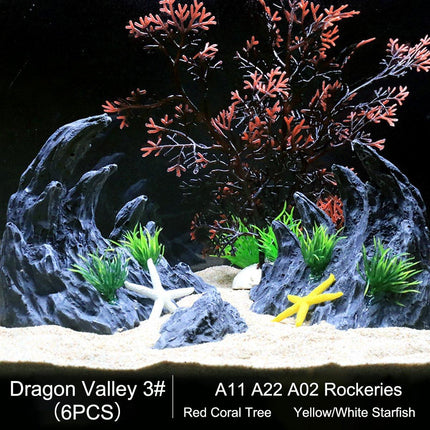 Aquarium Resin Dragon Stone Rock Decorative Ornaments Fish Tank Landscape