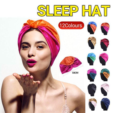 Imitated Silk Sleeping Cap Sleep Hat Womens Night Hair Styling Care Bonnet Wrap - Aimall