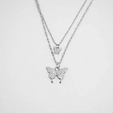 Butterfly Double Necklace Feminine Cold Wind Style Collarbone Chain Jewelry