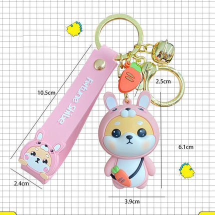 Cartoon Chinese Zodiac Furtune Shiba Inu Design Keychain Backpack Car Pendant - Aimall