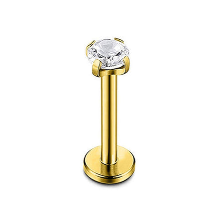 Stainless Steel Four Claw Zirconia Lip Stud Earrings Hypoallergenic Body Jewelry