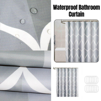 Waterproof Fabric Shower Curtain Simple Bathroom Curtain No Drill Bath Screen