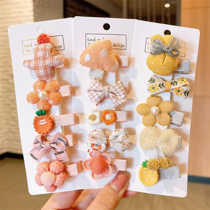 5PCS Girls Bowknot Snap Hair Clips Headband Cute Hair Accessories Set