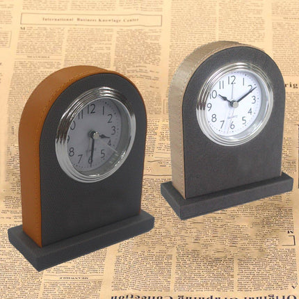 Classic Hotel Alarm Clock Quartz Movement Faux Leather Design with Clear Display
