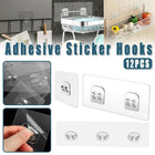 12PCS Transparent Seamless Hooks No Drill Toilet Wall Hooks Bathroom Hangers