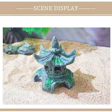 Chinese Fish Tank Decoration Hexagonal Pavilion Aquascape Ornament for Aquarium