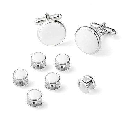 8Pcs Mens Cufflinks Shirt Tuxedo Wedding Party Buttons Cufflinks Black
