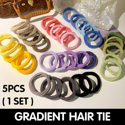 5PCS Girls Hair Bands Gradient Colour Rope Ring Elastic Hairband Ponytail Holder - Aimall
