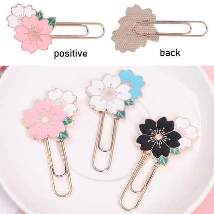 Bookmark Sakura Flowers Metal Bookmark Cherry Blossom Kids Paper Clip - Aimall