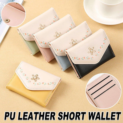 Small Wallet Women Tri-Folded Wallet Cash Pocket Flowers Card Holder Coin Purse