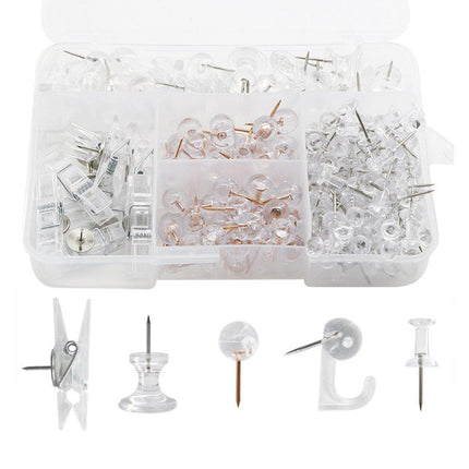 200pcs Office Bulletin Cork Board Accessories Staples Clip Pegs Push Pins