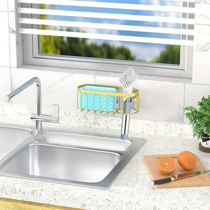 Punch Free Kitchen Sponge Brush Drain Rack Utensil Holder Suction Sink Storage
