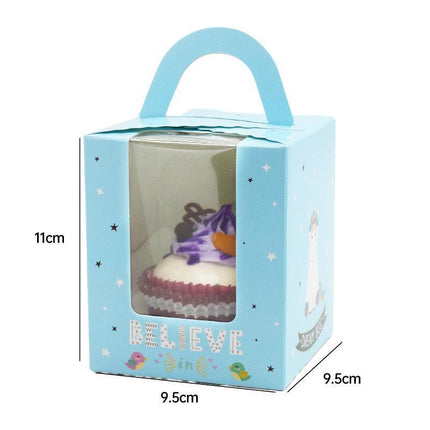 50x Assorted Color Muffin Cake Boxes with Clear Window & Handle High Quality