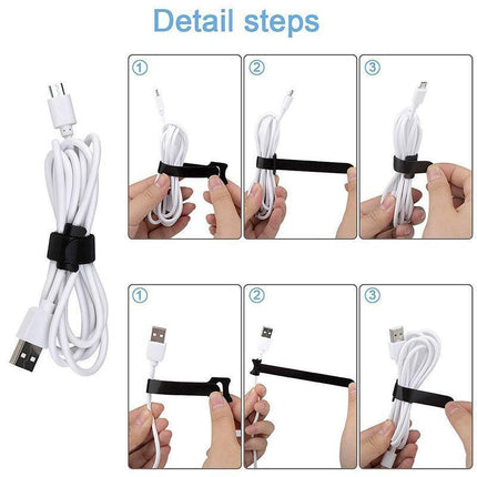 100PCS Reusable Cable Tie Nylon Hook Loop Strap Cord Ties PC TV Organiser