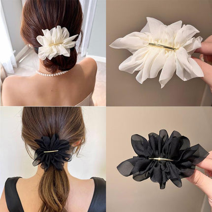 Chiffon Headdress Flower Hairpin Woman Sweet party hair Claw styling Hair Clips - Aimall