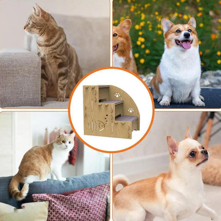 Wooden Pet Climbing Ladder Bed Step Frame Durable Climbing Frame for Small Pets