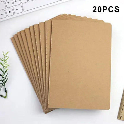 20pcs A5 Notebook Workbook Kraft Paper Notepad for School Office Writing Use