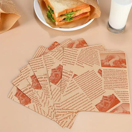 200PCS Vintage Newspaper Print Kraft Paper Bags Eco-Friendly Food Packaging