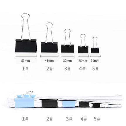 20PCS Black Bulldog Foldback Clips Document Paper Clamps Multiple sizes - Aimall