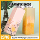20pcs 500ml Food Grade PET Square Juice Bottles Transparent Flat Drink Container