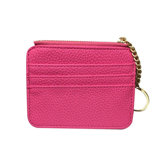 Unisex Slim Leather Wallet with Zip & Key Ring Multi-card Coin Holder Pouch Bag - Aimall