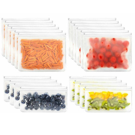 10-40PCS PEVA Silicone Food Storage Bags Reusable Zip Lock Pouch Fresh Sealer - Aimall