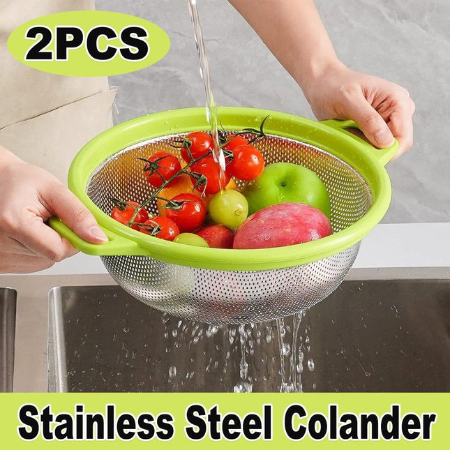 Stainless Steel Colander Rinse Produce Drain Bowl Vegetable Strainer Fruit Bowl