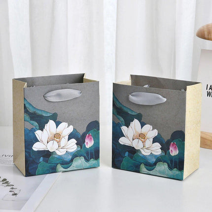 50pcs Blue Vintage Lotus Jewelry Box Paper Packaging Gift Boxes for Jewelry