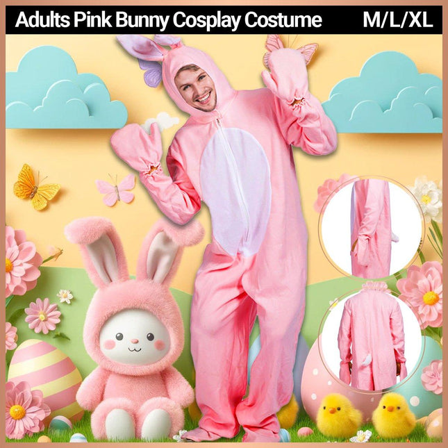 Halloween Rabbit Stage Costume Pink Rabbit Costume Adult Animal Costume Pajamas - Aimall