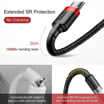 Baseus Micro USB 2.4A Fast Charging & Data Sync Cable Cord For Android Samsung 1PC 2M - Aimall