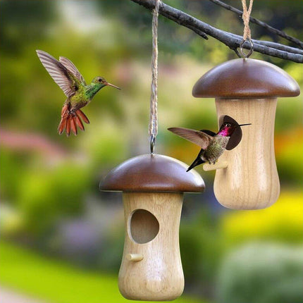 Wooden Bird Nest Cage Hummingbird Feeder House Hanging Home Garden Decorations