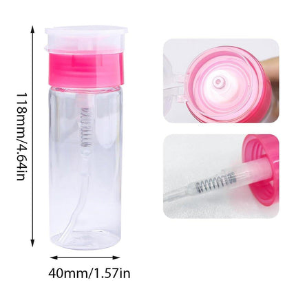 5PCS 100ml Nail Polish Remover Bottle Rose Red Transparent Press Pump Makeup