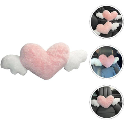 Car Headrest Neck Pillow Love Wings Support Cushion for Comfortable Driving