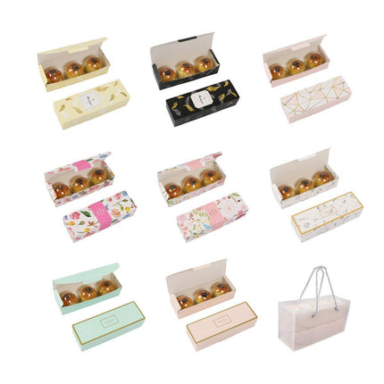 25pcs Long Strip Clamshell Packaging Box 3-Compartment Dessert Storage Box