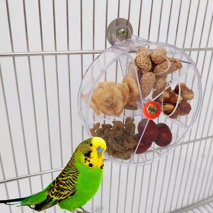 Parrot Foraging Toy Bird Chew Wheel Food Dispenser Divider Box Cage Accessory