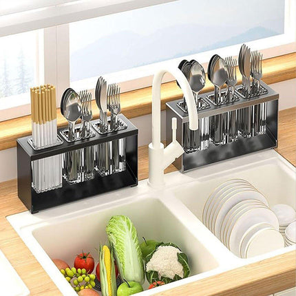 3Holes Multifunctional Kitchen Storage Rack Built-in Storage Box Chopstick Holder