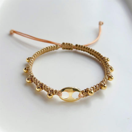 Adjustable Gold Pearl Bracelet Accessory Stylish Hand-Woven Pearls Wrist Chain - Aimall