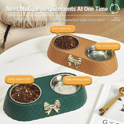 Stainless Steel Double Pet Bowl Non-Slip Anti-Knock Dog Cat Feeder Utensils