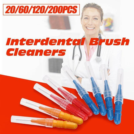 200PCS Interdental Brush Floss Sticks Tooth Floss Head Toothpick Cleaning New Blue - Aimall