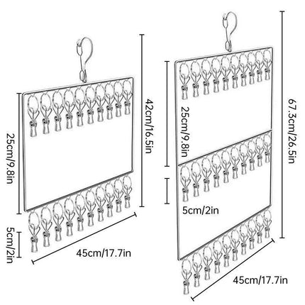 Stainless Steel Drying Rack Multi Function Windproof Underwear Clip Sock Hanger