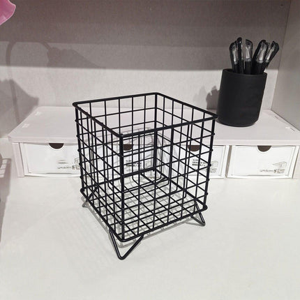 Large Wrought Iron Storage Basket Desktop Organizer Box for Dormitory Cosmetics