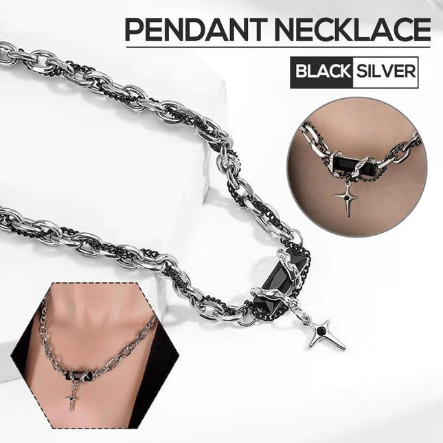 Punk Style Heart Charm Choker Silver Thick Link Chain Collar Necklace Fashion - Aimall